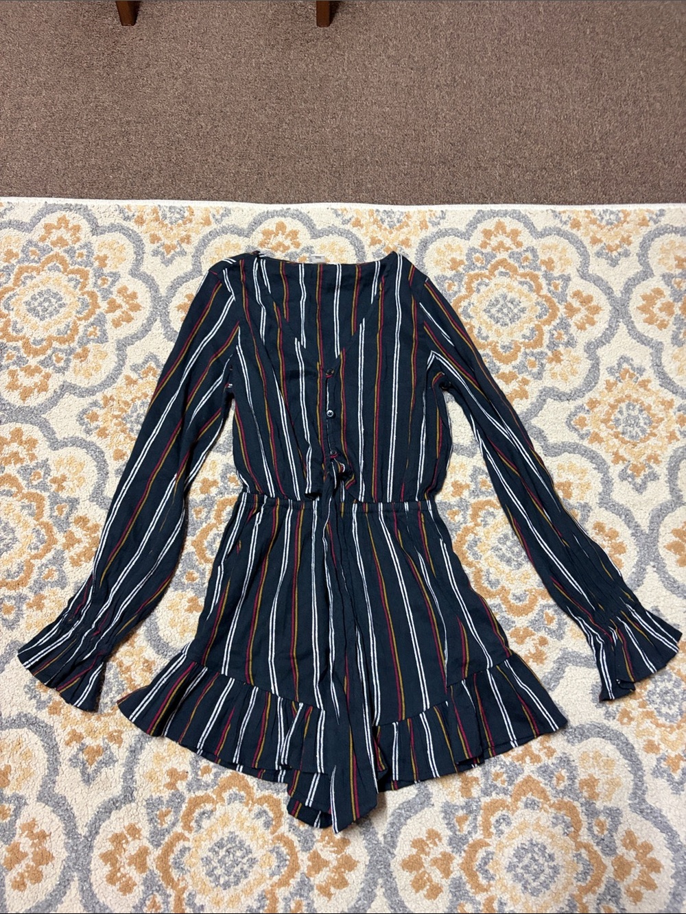 Billabong black striped long sleeve romper